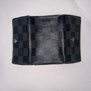 Authentic Unisex Louis Vuitton Black Damier Key card holder Compact Wallet
